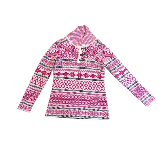 Obermeyer pink fair isle merino wool blend sweater s - Picture 1 of 5